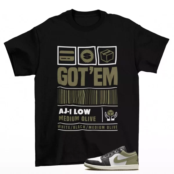 Copped Sneaker Shirt Black to Match Jordan 1 Low Medium Olive 553558-092 Jezsport.com