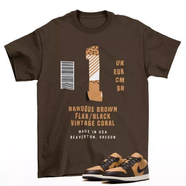 Sneaker Label Shirt Brown to Match Jordan 1 Low Flax Baroque Brown HQ3603-201 Jezsport.com