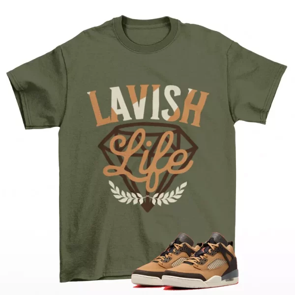 Lavish Sneaker Shirt Olive to Match Jordan Spizike Low Flax FQ1759-202 Jezsport.com