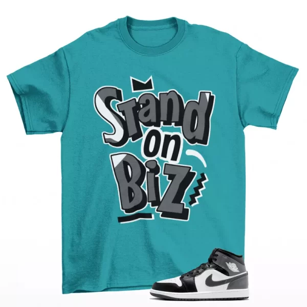 Strictly Biz Sneaker Shirt Teal to Match Jordan 1 Mid Iron Grey DQ8426-001 Jezsport.com