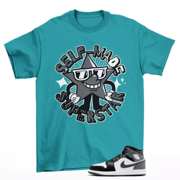 Superstar Sneaker Shirt Teal to Match Jordan 1 Mid Iron Grey DQ8426-001 Jezsport.com