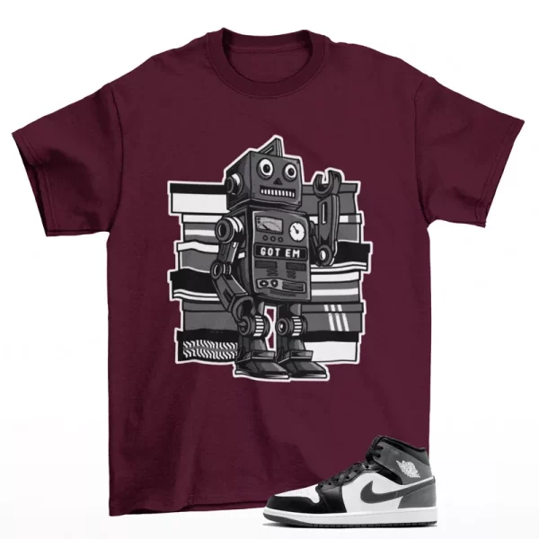 Sneaker Bot Shirt Burgundy to Match Jordan 1 Mid Iron Grey DQ8426-001 Jezsport.com