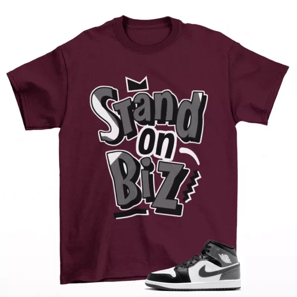 Strictly Biz Shirt Burgundy to Match Jordan 1 Mid Iron Grey DQ8426-001 Jezsport.com