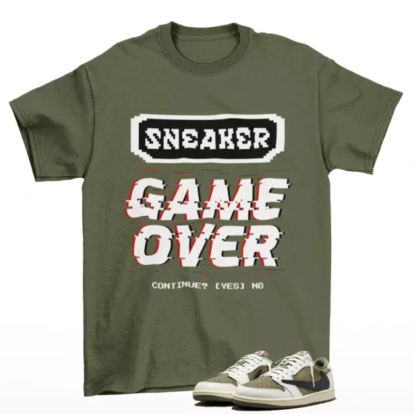 Game Over Shirt to Match Jordan 1 Low OG Travis Scott Reverse Olive DM7866-200 Jezsport.com