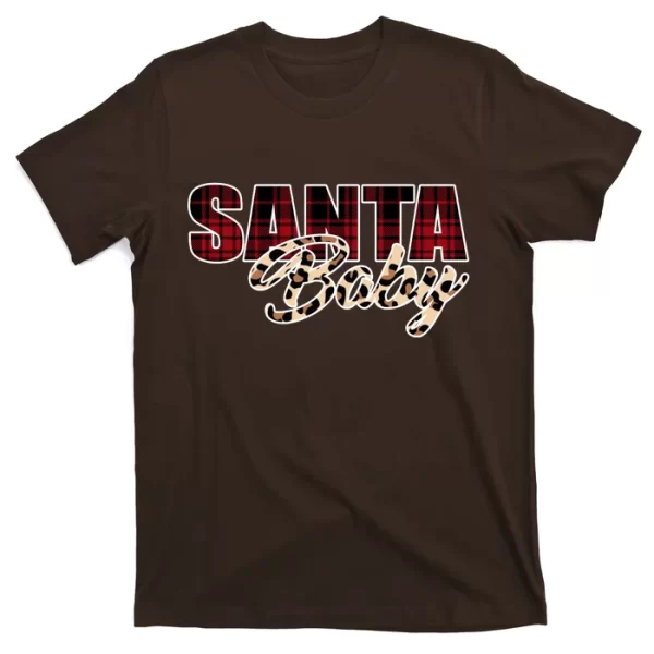 Santa Baby Leopard Christmas Pattern Logo T Shirt For Men, Christmas Shirt For Girl Jezsport.com