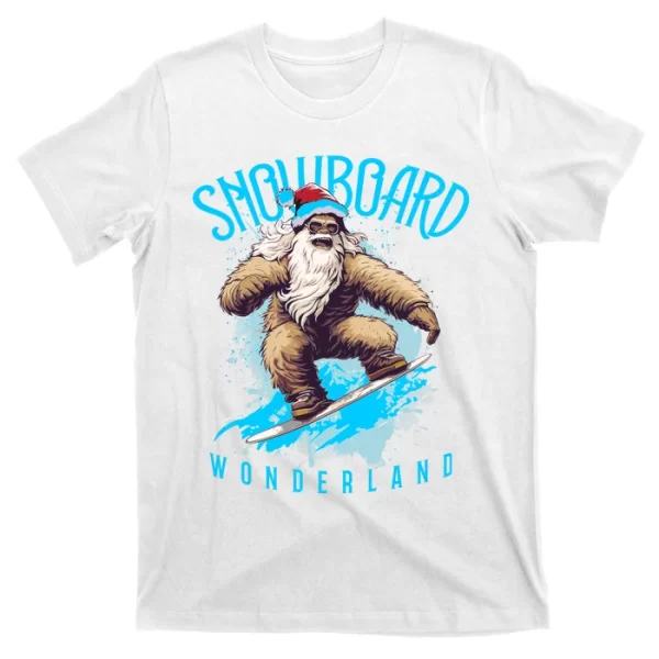 Sasquatch Snowboard Wonderland Christmas Bigfoot T Shirt For Men, Christmas Shirt For Girl Jezsport.com