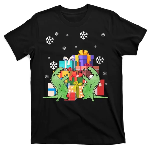 T-Rex Christmas T Shirt For Men, Christmas Shirt For Girl Jezsport.com