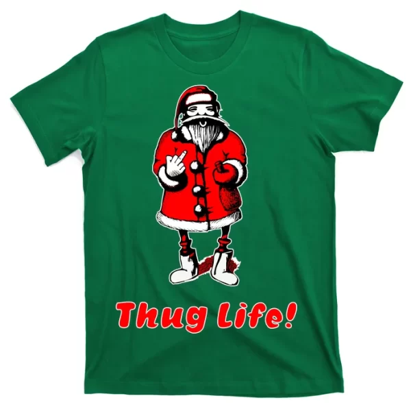 Thug Life Santa Claus Finger Christmas T Shirt For Men, Christmas Shirt For Girl Jezsport.com