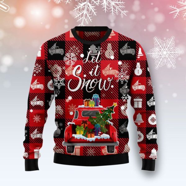 Red Truck Let It Snow Ugly Christmas Sweater , Christmas Gift Jezsport.com