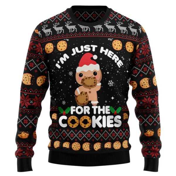 Just Here For The Cookies Ugly Christmas Sweater For Men & Women Christmas Gift Sweater Jezsport.com