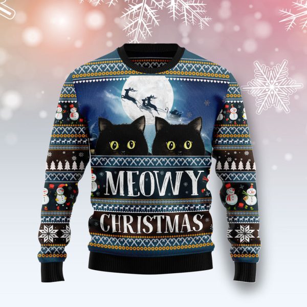 Black Cat Meowy Christmas Ugly Christmas Sweater , Christmas Gift Jezsport.com