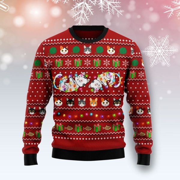 Cat Light Ugly Christmas Sweater, Christmas Gift Jezsport.com