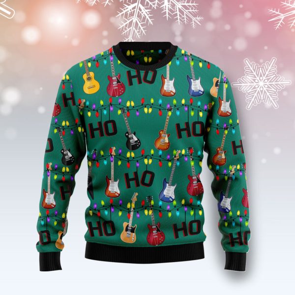 Electric Guitar Hohoho Ugly Christmas Sweater Jezsport.com