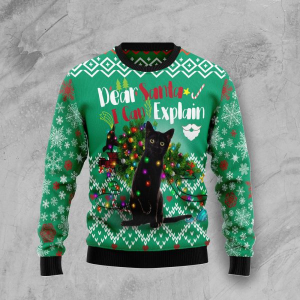 Black Cat I Can Explain Christmas Ugly Christmas Sweater , Christmas Gift Jezsport.com