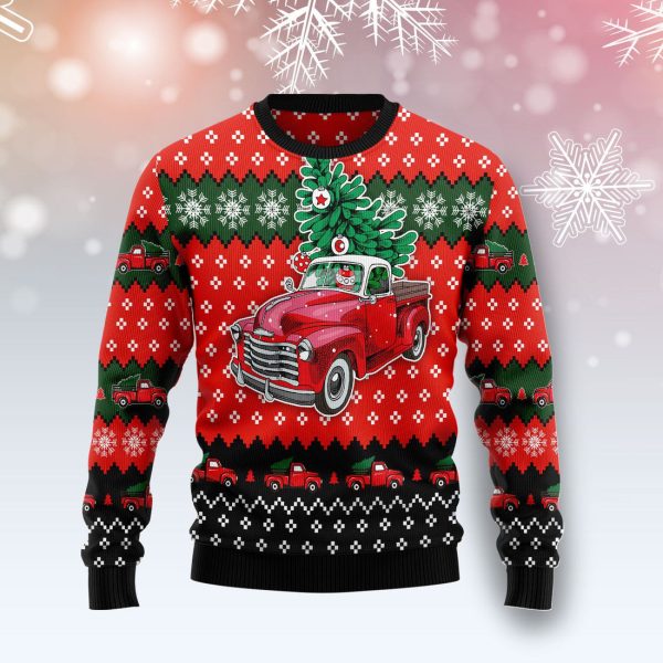 Red Truck Christmas - All Over Print Ugly Christmas Sweater , Christmas Gift Jezsport.com