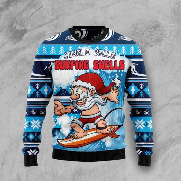 Jingle Bells Surfing Swells Ugly Christmas Sweater, Christmas Gift Jezsport.com