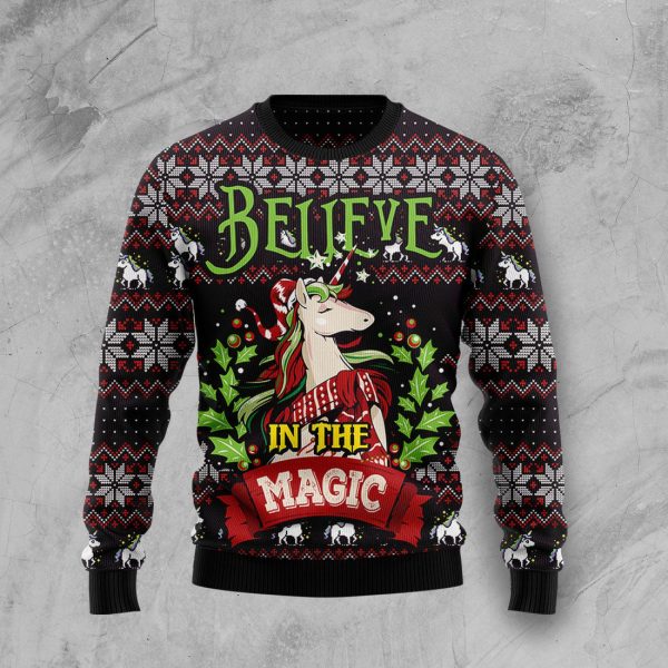 Unicorn Believe In The Magic Ugly Christmas Sweater , Christmas Gift Jezsport.com