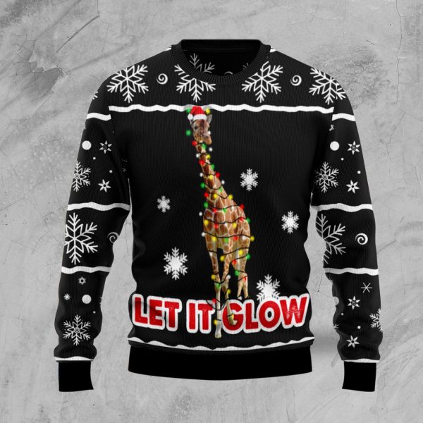 Giraffe Let It Glow Ugly Christmas Sweater , Christmas Gift Jezsport.com