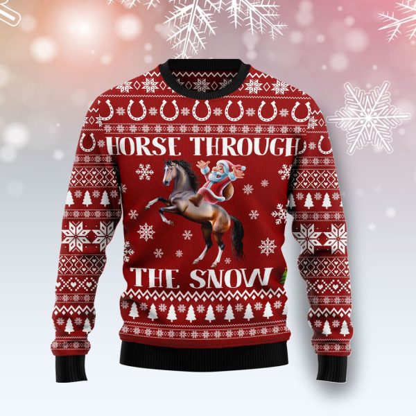 Horse Through The Snow Ugly Christmas Sweater , Christmas Gift Jezsport.com