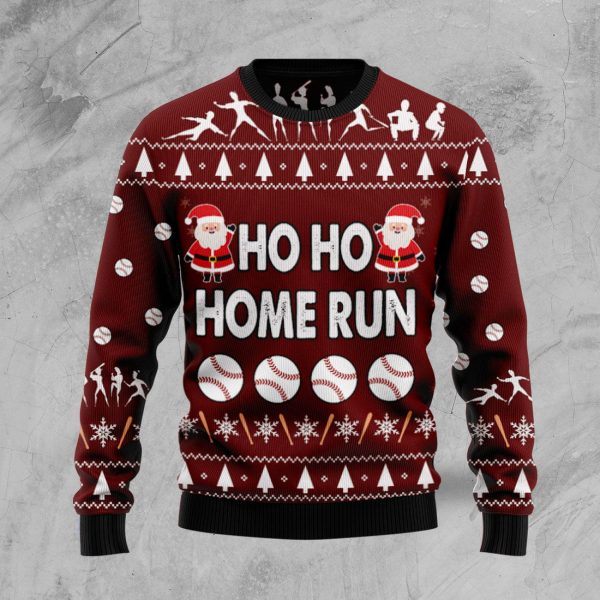 Baseball Hoho Home Run Ugly Christmas Sweater , Christmas Gift Jezsport.com