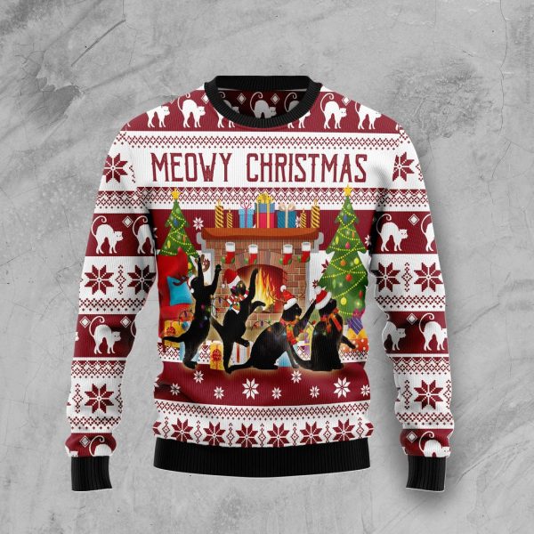 Black Cat Christmas Dancing Ugly Christmas Sweater , Christmas Gift Jezsport.com