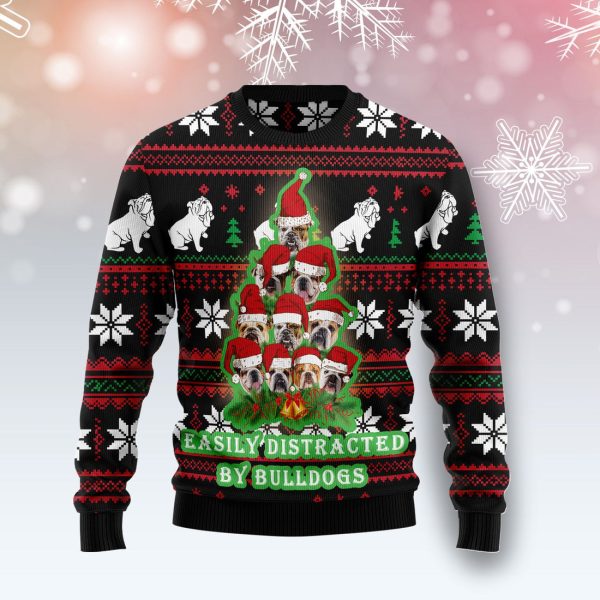 Bulldog Pine Tree Christmas Ugly Christmas Sweater , Christmas Gift Jezsport.com