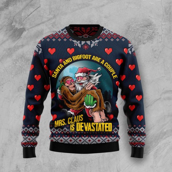 Santa and Bigfoot Are A Couple Ugly Christmas Sweater , Christmas Gift Jezsport.com