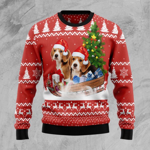 Beagle Dashing Ugly Christmas Sweater, Christmas Gift Jezsport.com