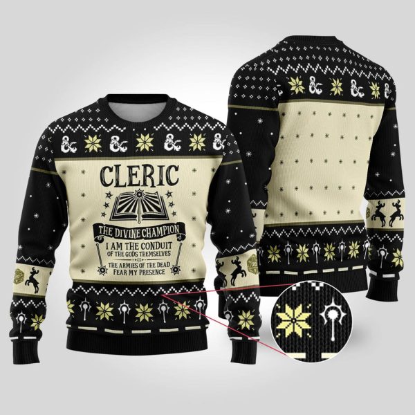 Dungeon Cleric Ugly Sweater Christmas | Dungeons And Dragons Christmas Sweatshirt  Jezsport.com