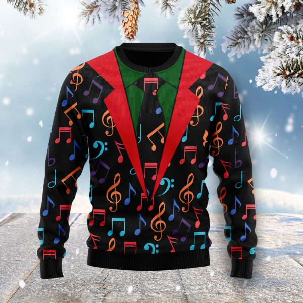 Colorful Music Notes Ugly Christmas Sweater Jezsport.com