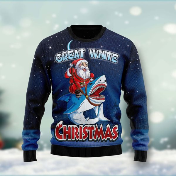 Great White Christmas Shark Ugly Christmas Sweater, Christmas Gift Jezsport.com