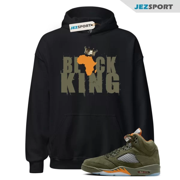 Black King Crown Unisex Hoodie Jordan 5 Olive to match Sneaker, Matching Sneaker Hoodie