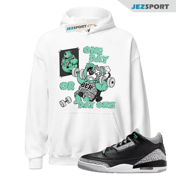 BER Gymmer Hoodie Jordan 3 Green Glow to match Sneaker, Outfit For Work Cute Gymmer match Jordan Matching Sneaker Hoodie