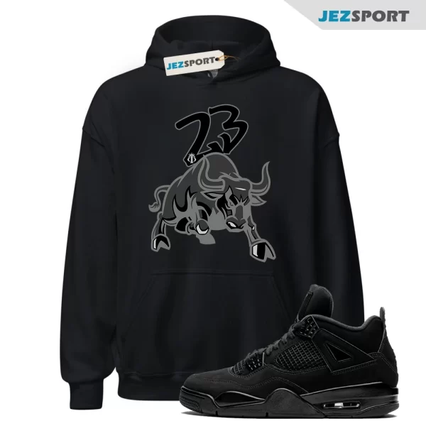 Black Bull Hoodie Matches Jordan 4 Black Cat, Matching Sneaker Hoodie