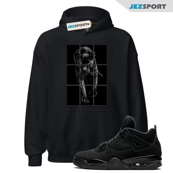 Panther Unisex Sneaker Hoodie Matches Jordan 4 Black Cat 2020, Matching Sneaker Hoodie