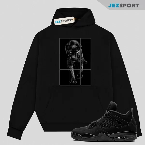 Panther Unisex Sneaker Hoodie Matches Jordan 4 “Black Cat” 2020, Matching Sneaker Hoodie