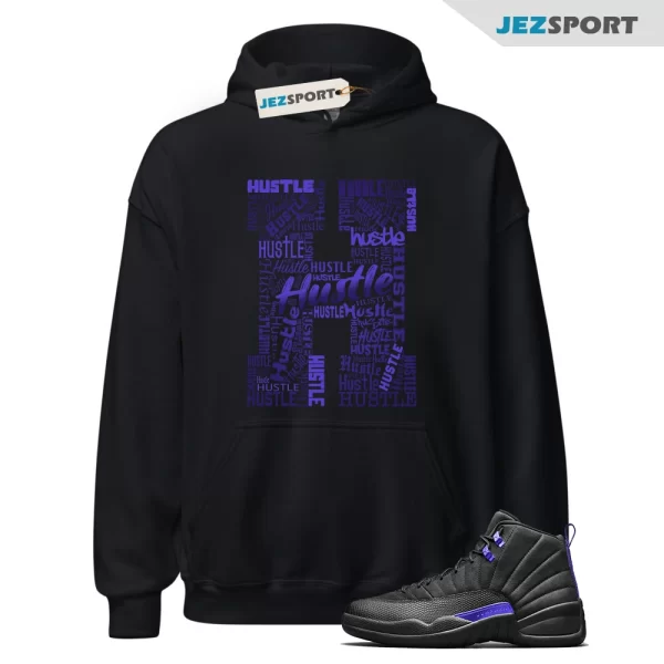 H for Hustle Hoodie Made to Match Air Jordan 12 Retro Dark Concord, CT8013-005 Matching Sneaker Hoodie