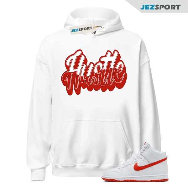 Hustle Sneaker Hoodie Made To Match Dunks High White Picante Red, DV0828-100 Matching Sneaker Hoodie