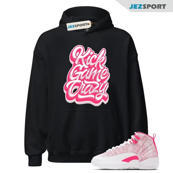 Kick Game Crazy Hoodie Made To Match Jordan 12 Retro Arctic Punch (Hyper Pink), Matching Sneaker Hoodie