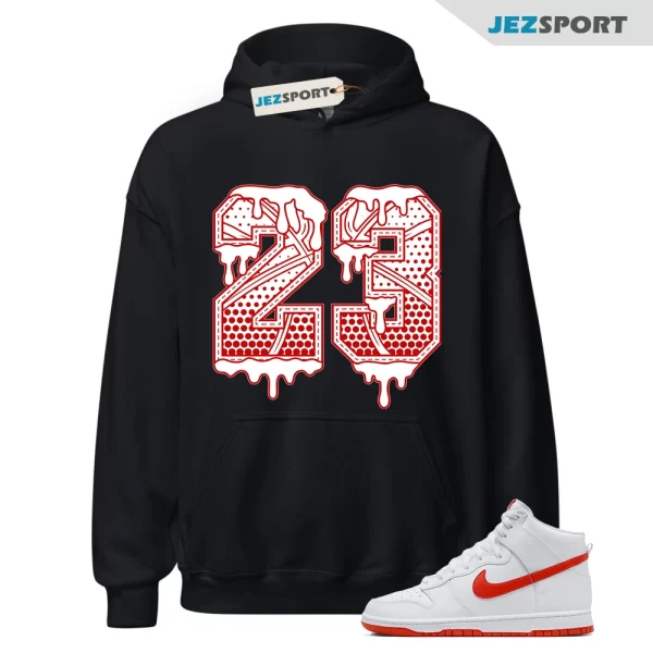 23 Basketball Sneaker Hoodie Made To Match Dunks High White Picante Red, Matching Sneaker Hoodie