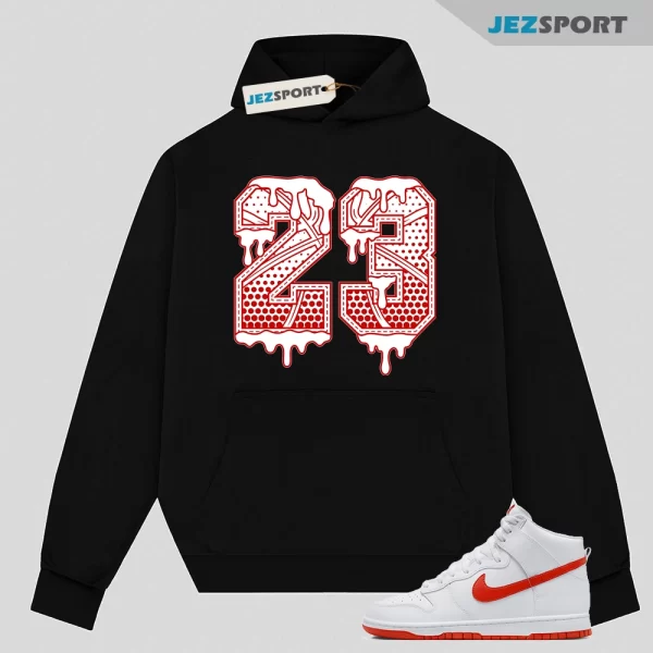 23 Basketball Sneaker Hoodie Made To Match Dunks High White Picante Red, Matching Sneaker Hoodie