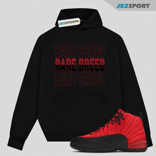 Rare Breed Hoodie Made To Match Jordan 12 Retro Reverse Flu Game, Matching Sneaker Hoodie