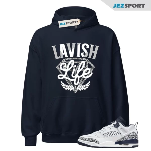 Lavish Sneaker Hoodie to Match Jordan Spizike Low Obsidian FQ1759-104, Matching Sneaker Hoodie