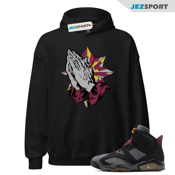 Bordeaux Blessed Hoodie Black to Match Air Jordan 6 Retro Bordeaux CT8529 063, Matching Sneaker Hoodie