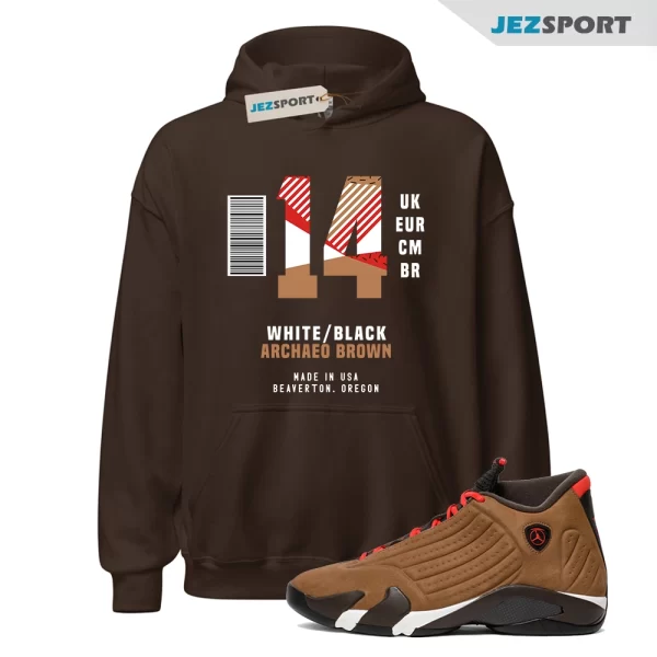 Box Label Hoodie Brown to Match Air Jordan 14 Winterized, DO9406-200 Matching Sneaker Hoodie