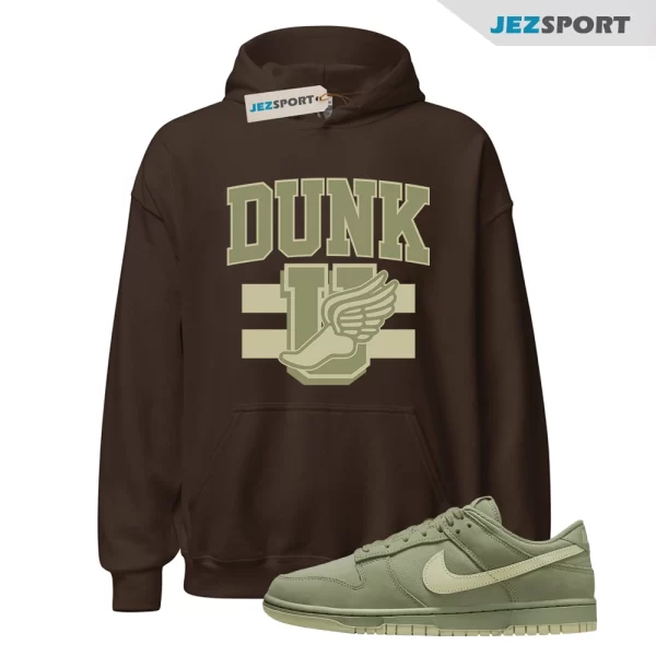 Dunk University Hoodie Brown to Match Dunk Low Oil Green Olive Aura, FB8895-300 Matching Sneaker Hoodie