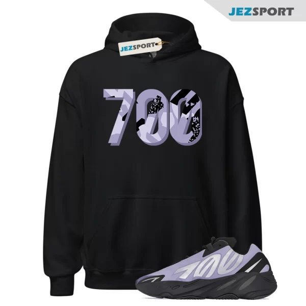 700 Pattern Sneaker Hoodie Black to Match Yeezy 700 MNVN Geode, Matching Sneaker Hoodie