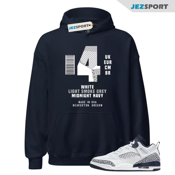 Box Label Hoodie to Match Jordan 4 Retro Midnight Navy, DH6927-140, Matching Sneaker Hoodie