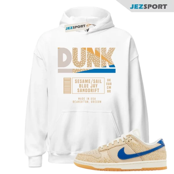 Box Label Hoodie to Match Dunk Low Montreal Bagel Sesame, DZ4853-200 Matching Sneaker Hoodie