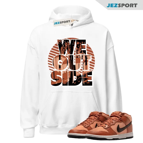 We Outside Hoodie White to Match Dunk Mid Amber Brown DZ2533-200 Matching Sneaker Hoodie